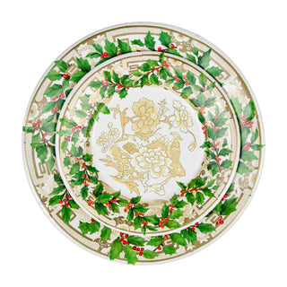 Holly Ceramic Ivory & Gold Dinner Plates - 8 Per Package