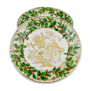 Holly Ceramic Ivory & Gold Salad & Dessert Plates - 8 Per Package