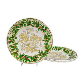 Holly Ceramic Ivory & Gold Salad & Dessert Plates - 8 Per Package