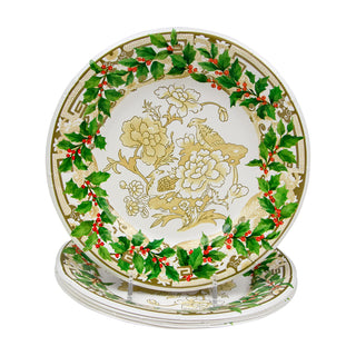 Holly Ceramic Ivory/Gold Salad/Dessert Plates