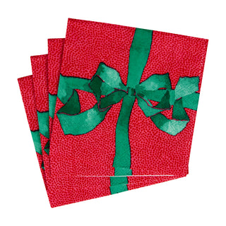 Tied With A Bow Red/Spruce Napkin Cocktail
