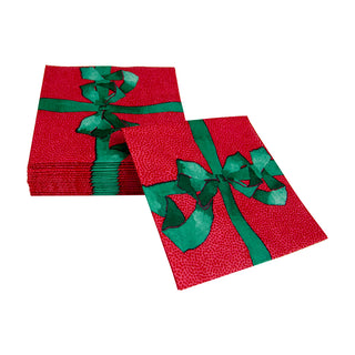 Tied With A Bow Red/Spruce Napkin Cocktail