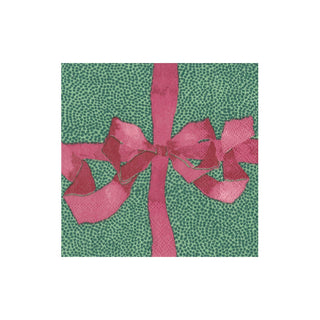 Tied With A Bow Green & Plum Boxed Cocktail Napkins - 40 Per Box
