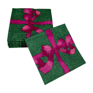 Tied With A Bow Green/Plum Napkin Cocktail