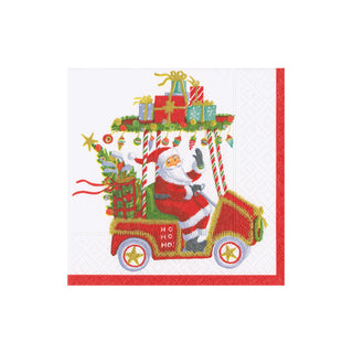 Santa's Golf Cart Napkin Cocktail