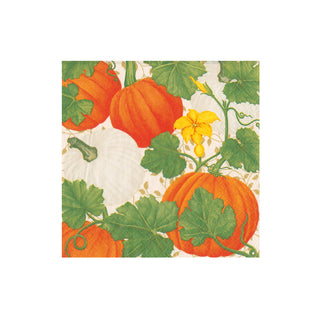 Pumpkin Chintz White Boxed Cocktail Napkins - 40 Per Box