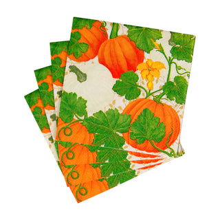 Pumpkin Chintz White Napkin Cocktail