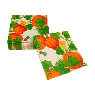 Pumpkin Chintz White Napkin Cocktail