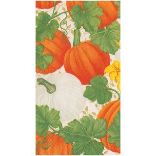 Pumpkin Chintz White Guest Towel Napkins - 15 Per Package