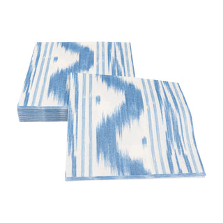 Toile De Nantes Blue Paper Linen Luncheon Napkins - 15 Per Package