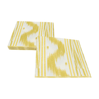 Toile De Nantes Yellow Paper Linen Dinner Napkins - 12 Per Package