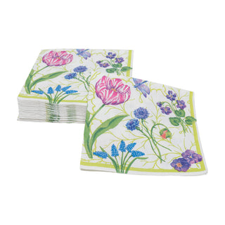 Floral Majolica Cocktail Napkins - 20 Per Package