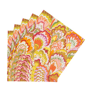 Marbled Ceramica Rspbrry/Chartreuse Napkin Cocktail