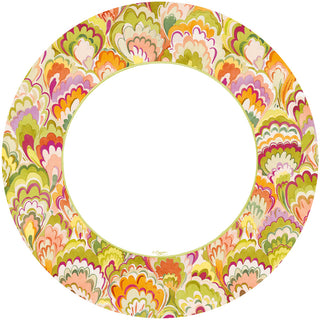 Marbled Ceramica Raspberry & Chartreuse Dinner Plates - 8 Per Package