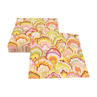 Marbled Ceramica Raspberry & Chartreuse Luncheon Napkins - 20 Per Package