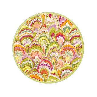 Marbled Ceramica Raspberry & Chartreuse Salad & Dessert Plates - 8 Per Package