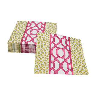 Knots And Spots Green & Fuchsia Cocktail Napkins - 20 Per Package