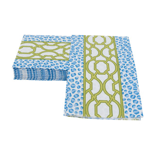 Knots And Spots Blue & Green Guest Towel Napkins - 15 Per Package