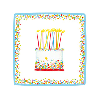 Birthday Cake Square Salad & Dessert Plates - 8 Per Package