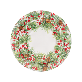 Evergreen And Berries White Paper Dinner Plates - includes 8 Paper Dinner Plates