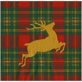 Reindeer Tartan Red Dinner Napkins - includes 20 Dinner Napkins