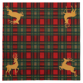 Reindeer Tartan Red Dinner Napkins - includes 20 Dinner Napkins