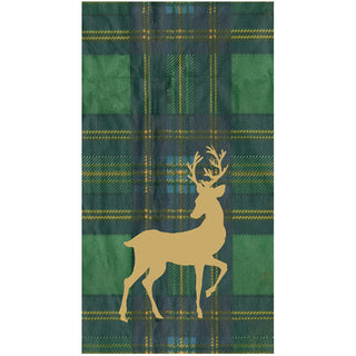 Reindeer Tartan Green Guest Towels - includes 15 Guest Towels