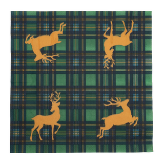 Reindeer Tartan Green Luncheon Napkins - includes 20 Luncheon Napkins