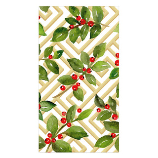 Holly And Fretwork White Guest Towels - includes 15 Guest Towels