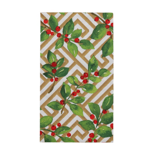 Holly And Fretwork White Guest Towels - includes 15 Guest Towels