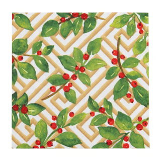 Holly And Fretwork White Luncheon Napkins - includes 20 Luncheon Napkins