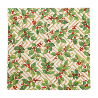 Holly And Fretwork White Luncheon Napkins - includes 20 Luncheon Napkins