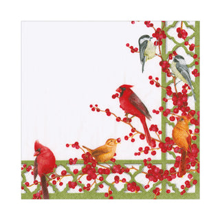 Winter Birds and Berries Recycled Luncheon Napkins - includes 20 Luncheon Napkins