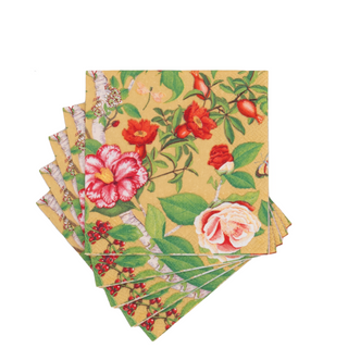 Christmas Chinoiserie Gold Cocktail Napkins - includes 12 Cocktail Napkins