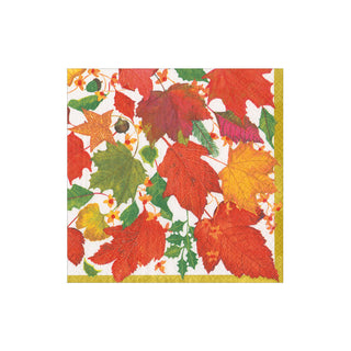 Swirling Leaves White Cocktail Napkins - includes 20 Cocktail Napkins