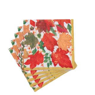 Swirling Leaves White Cocktail Napkins - includes 20 Cocktail Napkins
