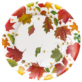 Swirling Leaves White Paper Dinner Plates - includes 8 Paper Dinner Plates