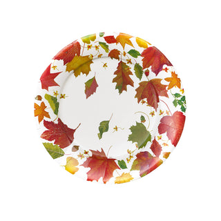 Swirling Leaves White Paper Salad & Dessert Plates - includes 8 Paper Salad & Dessert Plates
