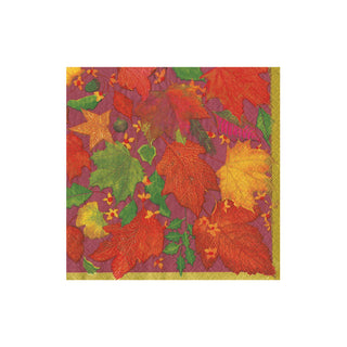 Swirling Leaves Burgundy Cocktail Napkins - includes 20 Cocktail Napkins