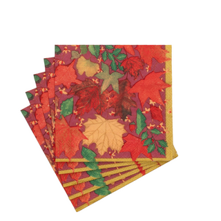 Swirling Leaves Burgundy Cocktail Napkins - includes 20 Cocktail Napkins