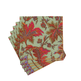Paisley Leaves Sage Green Cocktail Napkins - includes 20 Cocktail Napkins