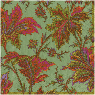 PAISLEY LEAVES SAGE GREEN DINNER NAPKIN