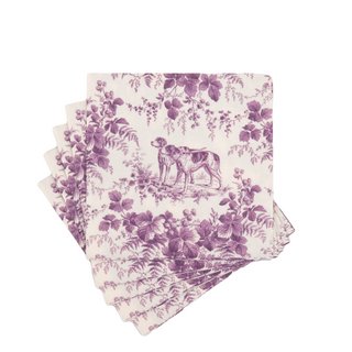 Hunting Toile Aubergine Cocktail Napkins - includes 20 Cocktail Napkins