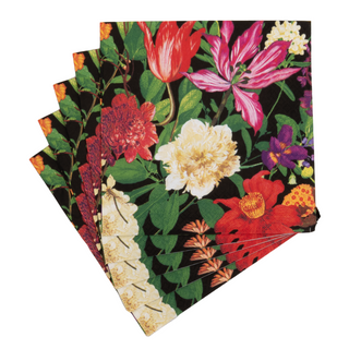 Dutch Floral Black Luncheon Napkins - includes 20 Luncheon Napkins