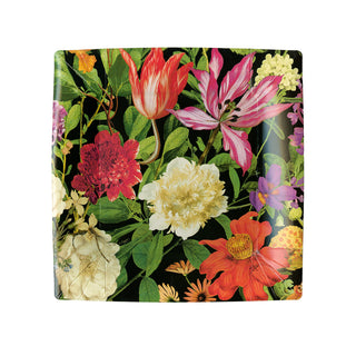 Dutch Floral Black Square Paper Salad & Dessert Plates - includes 8 Paper Salad & Dessert Plates