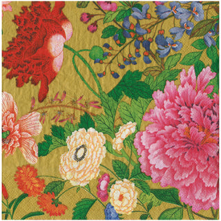 A Profusion Of Flowers 2 Gold Dinner Napkin - package of 20