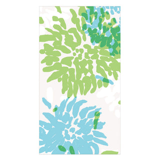 Chrysanthemum Turquoise/Lime Guest Towel - package of 15
