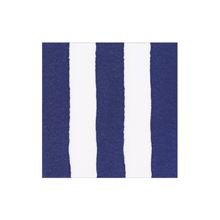 Cafe Stripe Navy Paper Linen Cocktail Napkin - package of 15