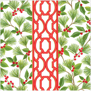 Knots And Greenery White Dinner Napkin - package of 20