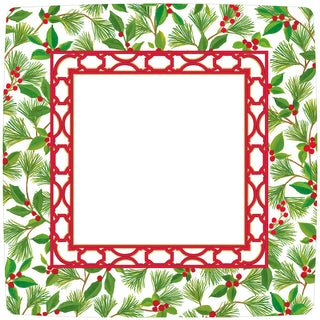 Knots And Greenery White  Sq Square Dinner Plates - pack of 8